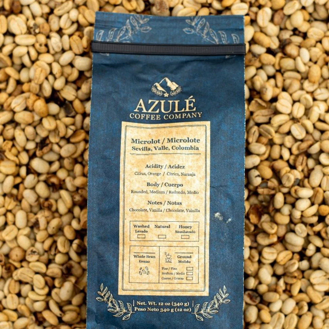 Microlote Azulé sobre café pergamino